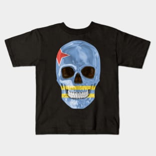 Aruba Flag Skull - Gift for Aruban With Roots From Aruba Kids T-Shirt